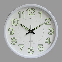 Jam Dinding Bercahaya 12 Inci, Jam Analog Kuarsa Senyap, Bulat, Bertenaga Baterai, Menyala dalam Gelap untuk Ruang Tamu dan Kamar Tidur.