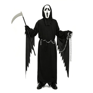Lanjo Grim Reaper ชุดฮาโลวีนผู้ใหญ่/เด็กชุดผีหน้ากรีดร้องชุดหน้ากาก - Product Image 6