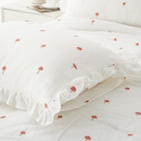 Housse de couette en lin à volants pour tout-petits, couverture de lit bébé ajustée, couvertures douces et respirantes en mousseline de coton pour filles et garçons, édredons en coton motif champignon