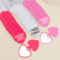 WAALUU Miroir de poche compact pliable en forme de cœur, personnalisé avec logo, petit et portable, style vintage, pour femmes et filles, à la mode