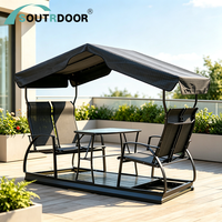 Fauteuil à bascule pivotant d'extérieur en aluminium 4 places résistant aux intempéries avec table pour adultes, accessoire pour auvent et pergola