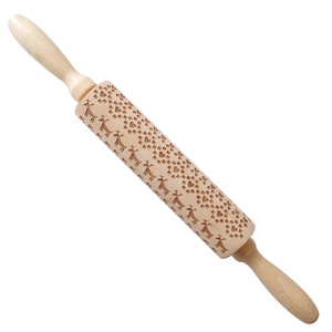 Rouleau à pâtisserie impression en <span class=keywords><strong>bois</strong></span> blanc de noël, bâton à cookies, artisanat, sculpture en <span class=keywords><strong>bois</strong></span>, broches à rouler en relief - Product Image 4