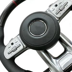 อุปกรณ์เสริมภายในพวงมาลัยหนัง Napa หุ้มพวงมาลัยคาร์บอนไฟเบอร์สำหรับ Mercedes-Benz <span class=keywords><strong>E</strong></span> <span class=keywords><strong>Class</strong></span> C W205 W206 W212 W213 W222 - Product Image 3