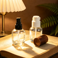 Flacon pompe à lotion en verre rond, pompe à pression blanche, conteneur cosmétique vide pour sérum, lotion, huile essentielle, soin de la peau, liquide