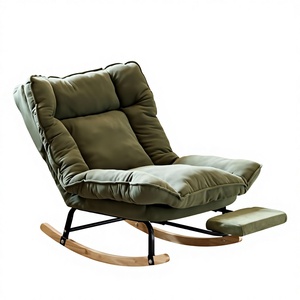 كرسي استرخاء هزاز فاخر وعصري مع مسند للقدمين، مصنوع من الخشب الصلب الصديق للبيئة، مناسب لغرفة النوم وغرفة المعيشة والمنزل والفنادق - Product Image 3