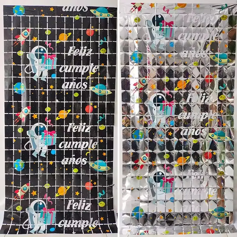 Nicro latar belakang tirai hujan pinggiran Foil dekorasi dinding rumah pesta Hari Ulang Tahun metalik perlengkapan pesta hewan peliharaan