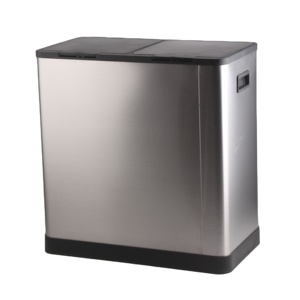 16 Gallon (60L) Stainless Steel Dual Step Trash Can Recycling <strong>Bin</strong> <strong>with</strong> <strong>Two</strong> <strong>Compartments</strong> 2x30L Inner Buckets and Soft Closed Lid - Product Image 4