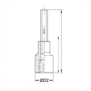 Douille Fervi avec insert hexagonal long, entraînement 10 mm, longueur L, diamètre D2 - Product Image 2