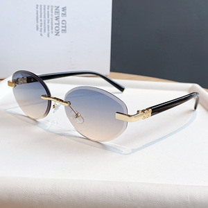 Gafas de Sol sin Marco Estilo Europeo Americano, Metal Dorado, UV400, Protección Solar para Mujer, Deportes al Aire Libre, Ciclismo, Conducción - Product Image 1