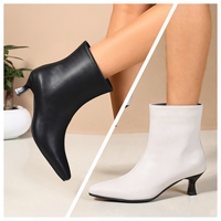 Bottines noires pour femmes à bout pointu et talon chaton avec fermeture éclair latérale – Élégantes bottes habillées pour l'automne, l'hiver, le bureau et les soirées