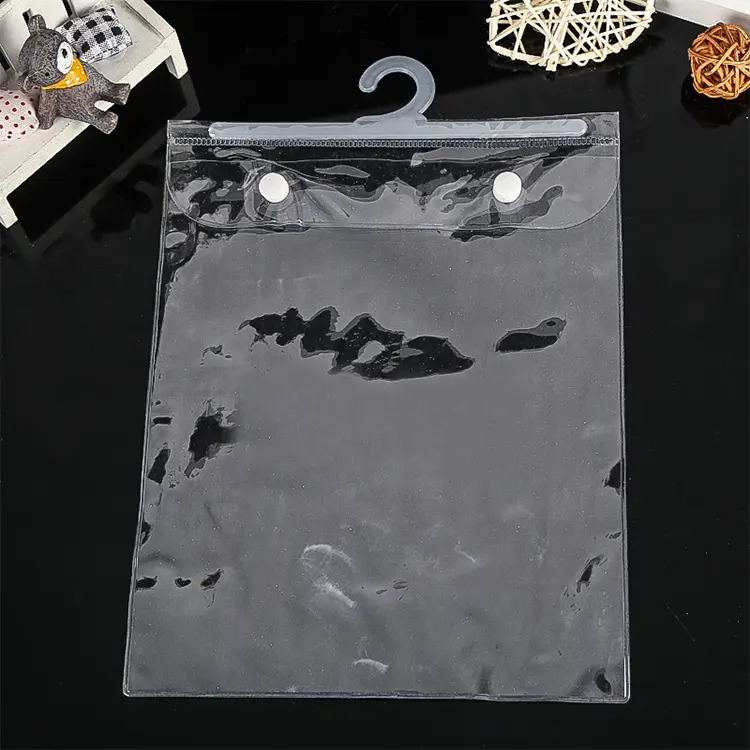 Es Custom Haak Hanger Tas Gerecycled Plastic Zak Kleine Doorzichtige Plastic Zak Voor Kleding Verpakking