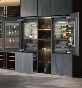 Réfrigérateur américain à portes françaises en acier inoxydable sans givre, prêt pour les panneaux, 30 pouces, congélateur inférieur, eau, ménage, hôtel - Product Image 4