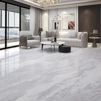 Carreaux de sol en porcelaine effet marbre poli gris et blanc 800x800 mm, finition brillante émaillée, carreaux de pierre pleine masse économiques