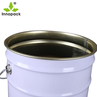 Seau en métal et acier de 25 litres pour produits chimiques, peinture et huile, avec couvercle métallique, vente en gros
