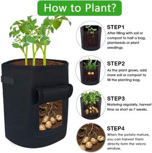 Bac de culture pour pommes de terre, bac de culture, rond <span class=keywords><strong>en</strong></span> tissu, avec poignées et rabat, pot de jardin pour légumes, 3 paquets, 10 gallons - Product Image 6