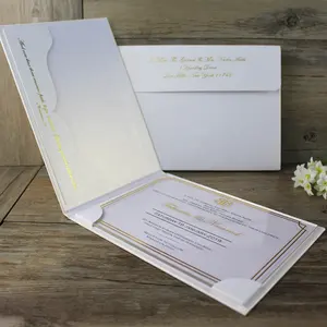 2024 Luxury clear acrylic gold foiling invitations with hardboard cover