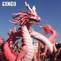 Aire de jeux personnalisée Décoration de dragon rose Animatronic Sculpture chinoise Loong