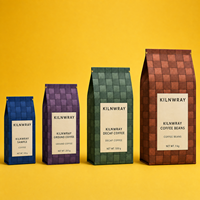 Pochettes à café à fond plat imprimées sur mesure, en tailles personnalisées, pour grains de café, café décaféiné et café moulu