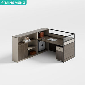 Bureau de travail personnalisable au style moderne, élégant et minimaliste, avec cloison et armoire de rangement, bureau informatique. - Product Image 6