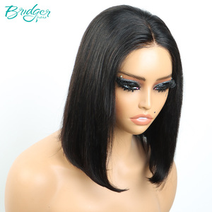 Peluca <span class=keywords><strong>de</strong></span> Cabello Humano YUNSEN 5*5 Sin Pegamento, Doble Trama, Estilo BOB, Nueva, Negra, con Red Transparente en la Parte Posterior, Densidad 150%-180% - Product Image 4