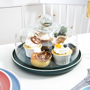 Support à gâteau en céramique écologique de 10 pouces avec dôme et couvercle en <span class=keywords><strong>verre</strong></span> <span class=keywords><strong>Plateau</strong></span> de service à dessert multifonctionnel avec couvercle - Product Image 6