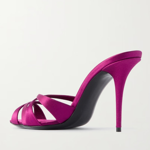 Sandalias de tacón alto de aguja con punta abierta para mujer, talla grande 45, para pies anchos, con tiras cruzadas, estilo mule - Product Image 5