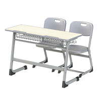 Meubles scolaires, pupitre scolaire double en bois, tables et chaises de classe, pupitre et chaise pour étudiants, ensemble de sièges doubles