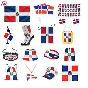 Bandera Miniatura de República Dominicana al por Mayor con Borde Dorado y Cuerda para Colgar, Recuerdo - Product Image 6