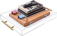 Plateau de service en acrylique transparent 12x16 poignées dorées lave-vaisselle micro-ondes de qualité alimentaire énorme capacité pour le café