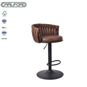 Chaise <span class=keywords><strong>de</strong></span> bar industrielle CARLFORD en cuir PU marron, chaises <span class=keywords><strong>de</strong></span> bar avec base pivotante réglable et en métal, tabourets <span class=keywords><strong>de</strong></span> bar, Sillas <span class=keywords><strong>De</strong></span> <span class=keywords><strong>Barra</strong></span> - Product Image 2
