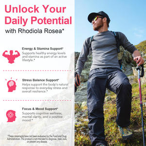 Buraock Apoya el Estrés, el Estado de Ánimo y la Energía, Suplemento de Extracto de <span class=keywords><strong>Rhodiola</strong></span> Rosea, Apoya la Salud Inmunológica, Cápsulas de Extracto de <span class=keywords><strong>Rhodiola</strong></span> Rosea - Product Image 5