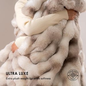 Chăn lông giả mềm mại, dày dặn, kiểu bong bóng, nhiều kích cỡ, có trọng lượng, dùng cho ghế sofa - Product Image 3