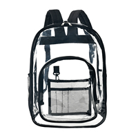 Sac à dos de travail et de voyage robuste en PVC transparent imperméable à double couche avec fermeture éclair et séparateur en maille