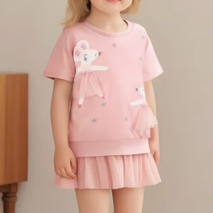 New European and American Cute Cartoon Short Sleeve Tulle <strong>Dress</strong> for <strong>Girls</strong> Children's Knee-Length ODM Supply - Product Image 1