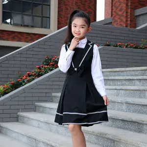 High Quality Girls School Uniform Black Skirt Dress Pinafore Pleated Skirts Dress