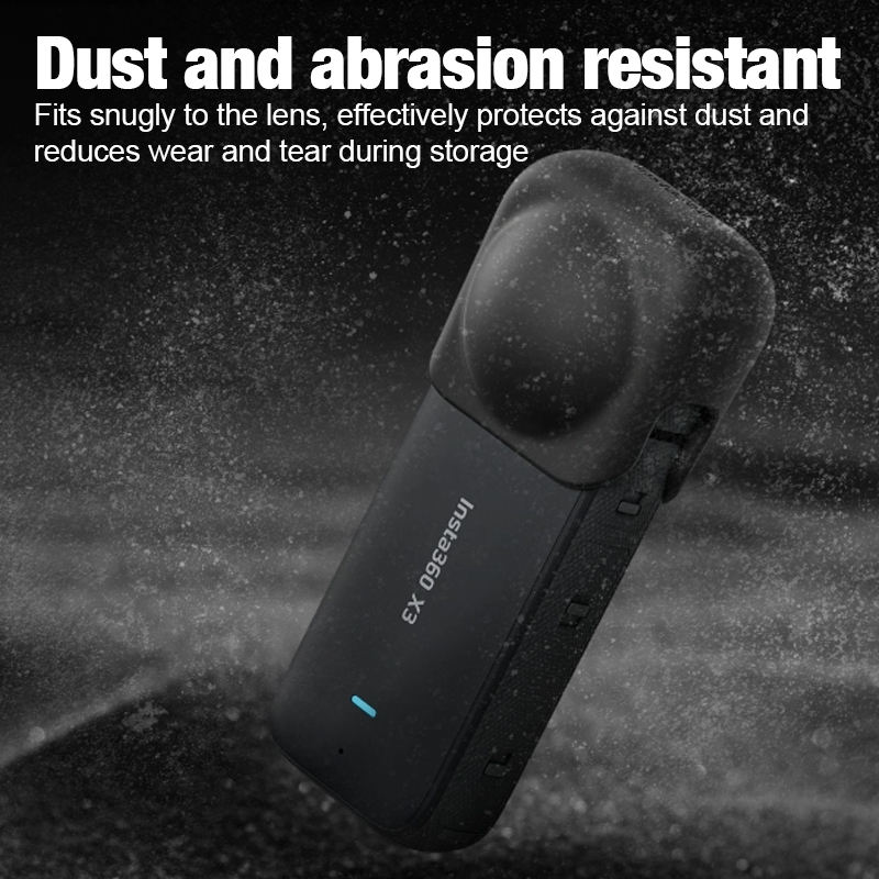 Black Durable Len Cap for Insta360 X3 Soft Silicone Protective Case Cover Protector for Insta 360X3 Action Camera Accessory