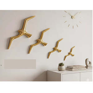 Sculpture murale décorative en métal d'aigle doré moderne, décoration murale d'oiseau pour salon, chambre, couloir, bureau - Product Image 6