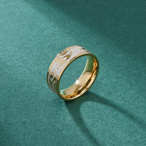 Transfronterizo nuevo estilo chino hombres en relieve dragón patrón oro anillo galvanizado agresivo sentido avanzado joyería - Product Image 3