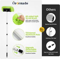 Nettoyeur de voiture en PVC vert à cinq faces avec manche long, brosse à poils doux et manche extensible