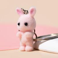 Vente en gros de peluche résine 3D lapin porte-clés flocage mignon lapin pompon porte-clés sac breloques animaux poupée résine Couple porte-clés