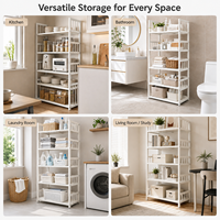 Étagère de rangement en métal robuste avec structure en acier, panneaux renforcés, garde-corps de sécurité, design gain de place pour la maison, le garage, le bureau