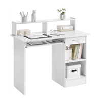 Bureau d'ordinateur compact blanc avec tiroir, table d'étude pour PC, bureau à domicile avec étagère, montage facile