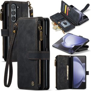 CaseMe PU Leather Wallet Trường hợp với chủ thẻ cho Samsung Z gấp <span class=keywords><strong>5</strong></span> lật dây kéo Ví dây đeo cổ tay chân đế điện thoại CAS - Product Image 1