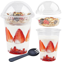 Gobelets jetables en plastique transparent pour desserts, petit-déjeuner, collations, parfait, flocons d'avoine et yaourt, avec couvercles à collation intégrés, pour aliments froids