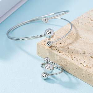 Vintage basit altın Metal horoz ve top yüzükler kadınlar erkekler için açık bilezik yüzük seti hediye takı - Product Image 4