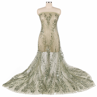 Tissus de luxe neufs en tulle, sequins et dentelle avec perles pour robes de mariée de style européen et français, directement de l'usine du fabricant