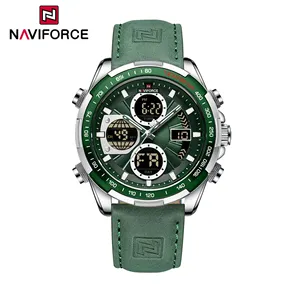 NAVIFORCE Watch for Men Leather Watches Casual Fashion Waterproof Digital Display with Calendar Chronograph Wristwatch NF9197L