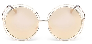 Vente en gros de lunettes de soleil vintage surdimensionnées à monture métallique personnalisée avec logo, mode 2020, lunettes de soleil rondes surdimensionnées pour femmes - Product Image 5