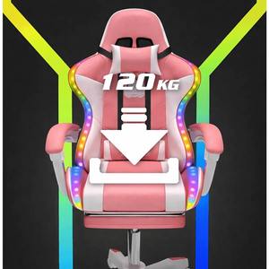 Chaise de jeu inclinable colorée avec massage RGB, lumières et haut-parleurs, chaise de course Predator en cuir PU avec repose-pieds - Product Image 6