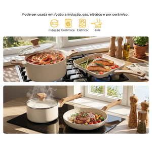 High Quality Ceramic Coated <b>Pot</b> Pan Silicone Glass Lids Soft Touch Handle Non Stick 15 Piece Aluminium Cookware <b>Set</b> - Product Image 6